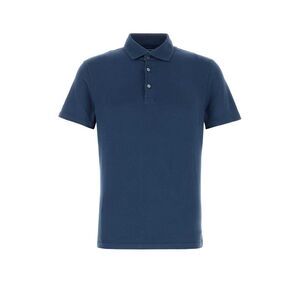 Fedeli Men Blue Stretch Cotton Polo Shirt